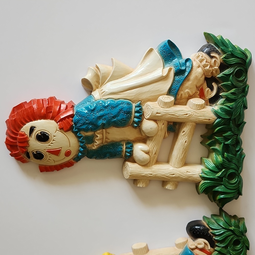 Vintage 1977 Bobb's Merrill Co. Plastic Raggedy Ann and Andy wall placques - Picture 3 of 8